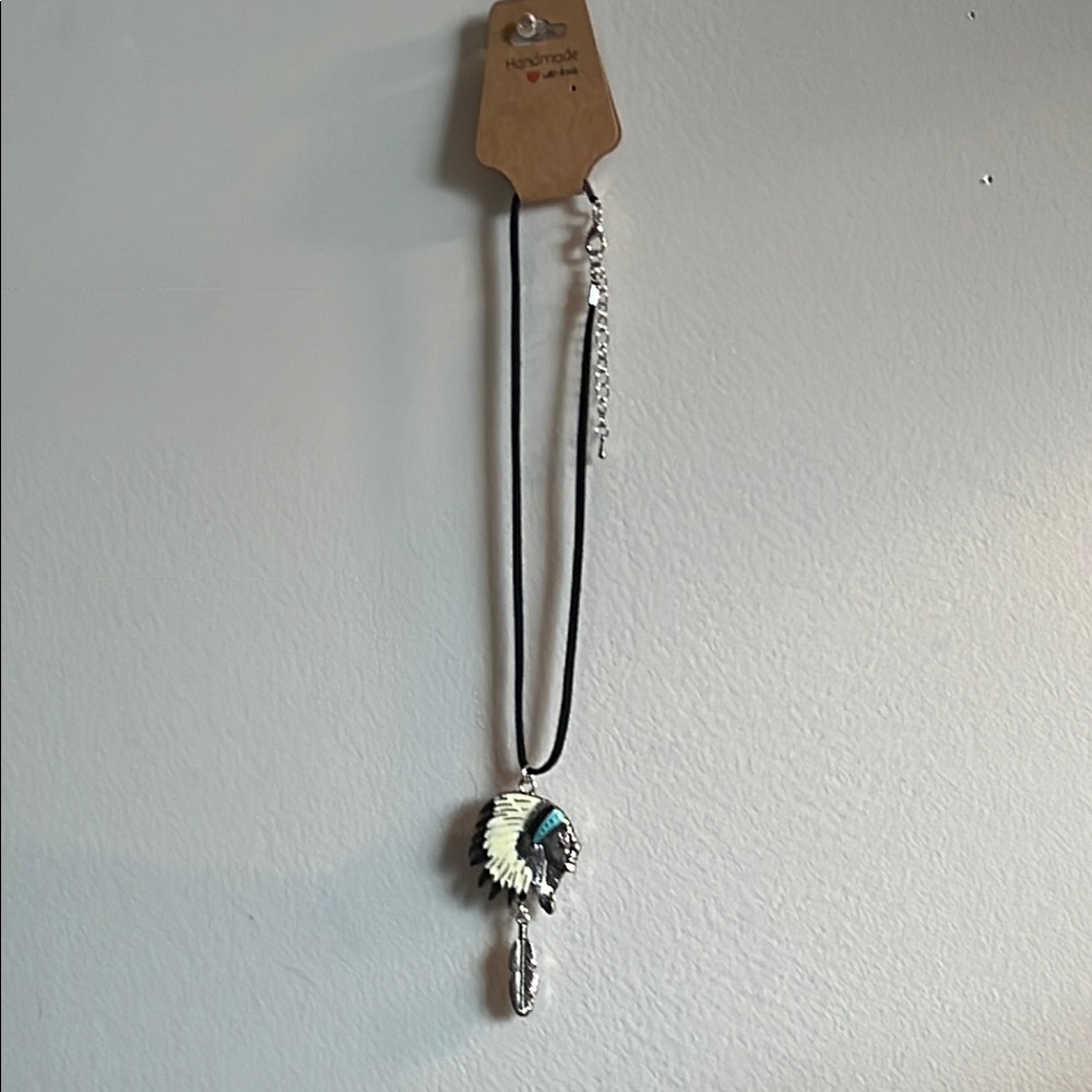 Artisan Silver and Black Feather Necklace